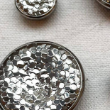 Bouton Bijou Verre Paillettes Argent 14mm