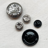 Bouton Bijou Verre Paillettes Argent 14mm