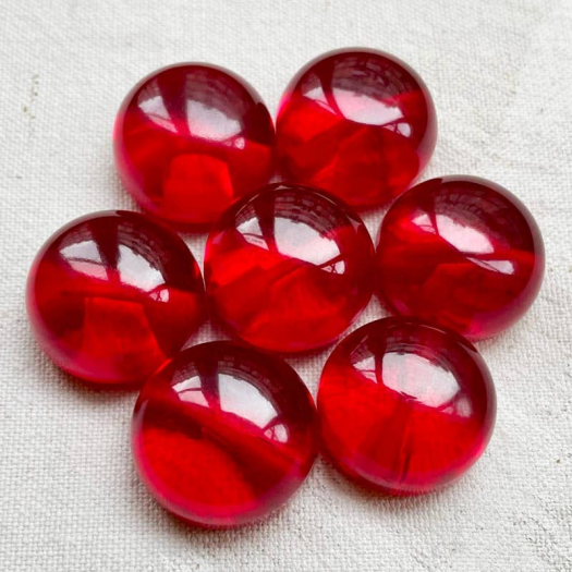 Bouton Bijou Boule Translucide Rouge 22mm