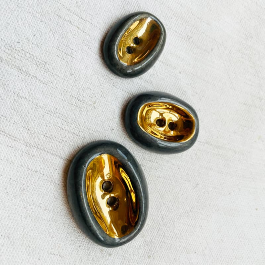 Design Button Grey Gold Pebble Ceramic 25-27-35mm