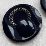 Jewel Button Dark Blue Steel Chain 40mm
