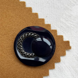 Bouton Bijou Bleu Foncé Chaine Acier 40mm