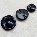 Jewel Button Dark Blue Steel Chain 40mm