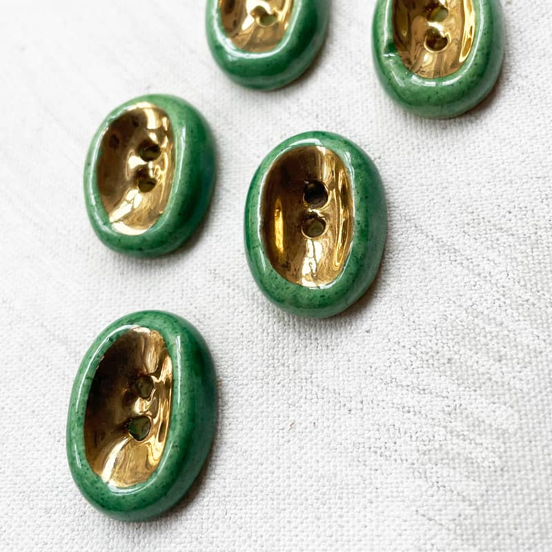 Lot De Boutons Vintage Vert Transparent - Mercerie Ancienne (Réf. 3731)
