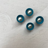 Jewel Button Pearl White and Azure Blue 14mm