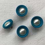 Jewel Button Pearl White and Azure Blue 14mm