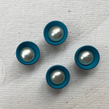 Jewel Button Pearl White and Azure Blue 14mm