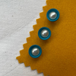 Jewel Button Pearl White and Azure Blue 14mm