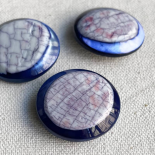 Beautiful Button Blue Mother-of-Pearl Arty 50s 22mm