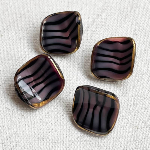 Square Design Button Blue Pink Tiger 18mm
