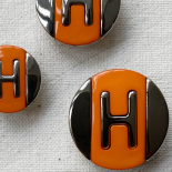 Luxury Button Orange and Silver Letter H 23-27mm