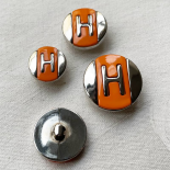 Luxury Button Orange and Silver Letter H 23-27mm