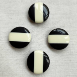 Bouton Design Bicolore Lignes Noir et Blanc 23mm