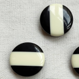 Bouton Design Bicolore Lignes Noir et Blanc 23mm