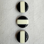 Bouton Design Bicolore Lignes Noir et Blanc 23mm