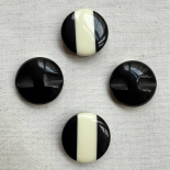 Bouton Design Bicolore Lignes Noir et Blanc 23mm