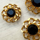 Jewel Button Gold Flower with Black Heart 37-42mm