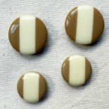 Bouton Design Bicolore Lignes Beige et Blanc 18-23mm