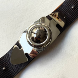 Ceinture Bijou Réversible Noir Cognac Boucle Argent