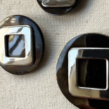 Beautiful Brown Metal Button Original 70s 25-30-35mm