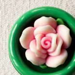 Beautiful Jewel Button Pink & Jade Green Flower 30mm