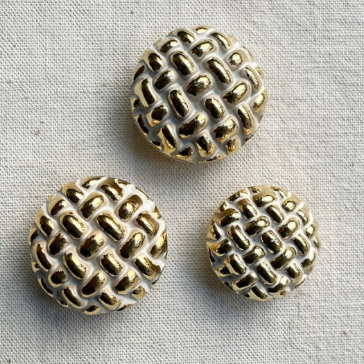 Elegant White & Gold Braided Design Button 25-30mm