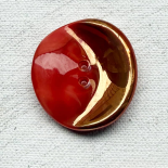 Beautiful Glass Jewel Button Gold & Rosy Red 22-27mm