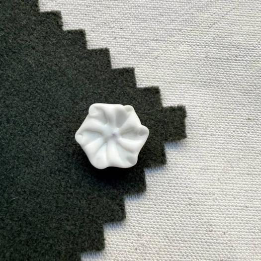 Beautiful Glass Jewel Button White Flower Petal 16mm