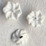 Beautiful Glass Jewel Button White Flower Petal 16mm