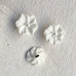 Beautiful Glass Jewel Button White Flower Petal 16mm