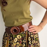Ceinture Bijou Cuir Marron Chocolat Boucle Volutes