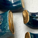 Design Button Cornflower Blue & Gold Ellipse 41mm