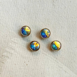 Beautiful Small Blue Glitter Jewel Button 10mm