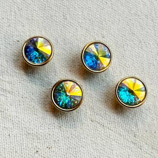 Beautiful Small Blue Glitter Jewel Button 10mm