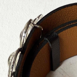 Ceinture Bijou Réversible Cuir Noir ou Cognac 80s