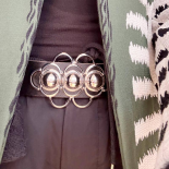 Ceinture Bijou Réversible Cuir Noir ou Cognac 80s