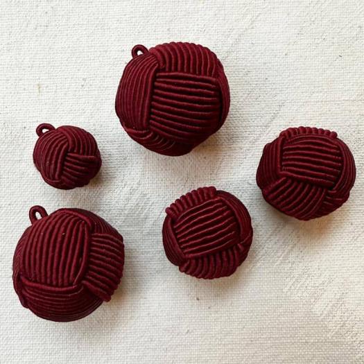 Burgundy Passementerie Sphere Button 15-20-25mm