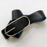 Ceinture Réversible Noir Bleu Boucle Originale 70s