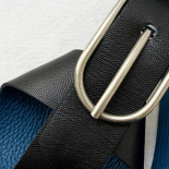 Ceinture Réversible Noir Bleu Boucle Originale 70s