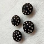 Bouton Bijou Noir et Strass Étoiles 18mm