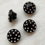 Bouton Bijou Noir et Strass Étoiles 18mm