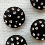 Jewel Button Black with Star Rhinestones 18mm