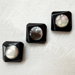 Square Black and Mother-of-Pearl Couture Button 28mm