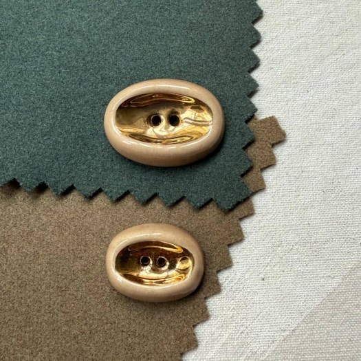 Design Button Beige Gold Pebble Ceramic 25-27-35mm