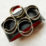 Bracelet Manchette Noir et Argent Volutes 70s