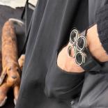 Bracelet Manchette Noir et Argent Volutes 70s