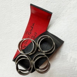 Bracelet Manchette Noir et Argent Volutes 70s