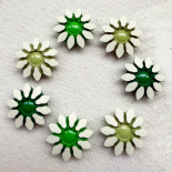 Bouton Design Fleur Stylisée Vert Blanc 15-17-22mm