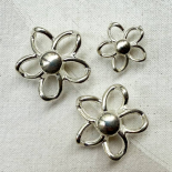 Jewel Button Silver Metal Flower Jasmine 23-35mm
