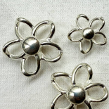 Jewel Button Silver Metal Flower Jasmine 23-35mm
